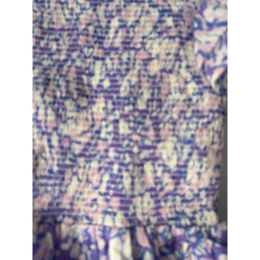 Love The Label Purple Floral Smocked Ruffle Peplum Top XS - Picture 6 of 7